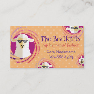 Custom color sunglasses sheep knitting crochet business card
