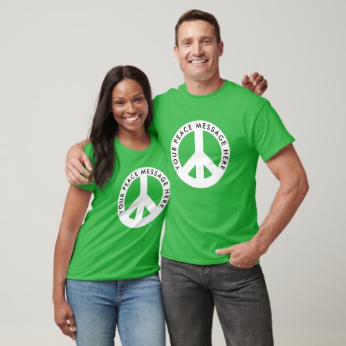 Custom color t shirts with big peace symbol design