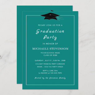 Custom Color Teal Graduation Invitations Texmplate
