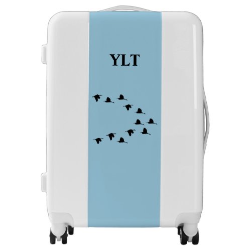 CustomColorText Blue with Black Migrating Birds Luggage