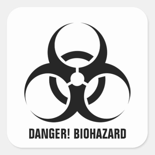 Custom ColorText Chemical Biohazard Danger Symbol Square Sticker