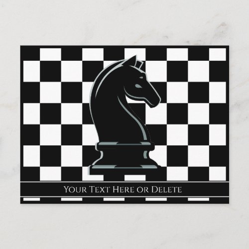 Custom Color  Text Chessboard Black Knight Chess Postcard