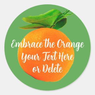 Custom Color & Text Delicious Florida Orange Fruit Classic Round Sticker