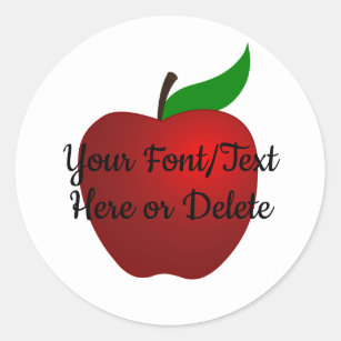 Custom Color & Text Delicious Red Apple Teacher Classic Round Sticker