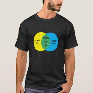 Custom color/text Elitist Bibliophile Venn Diagram T-Shirt