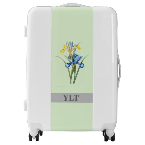 CustomColor TextGreen With Blue  Yellow Flower Luggage