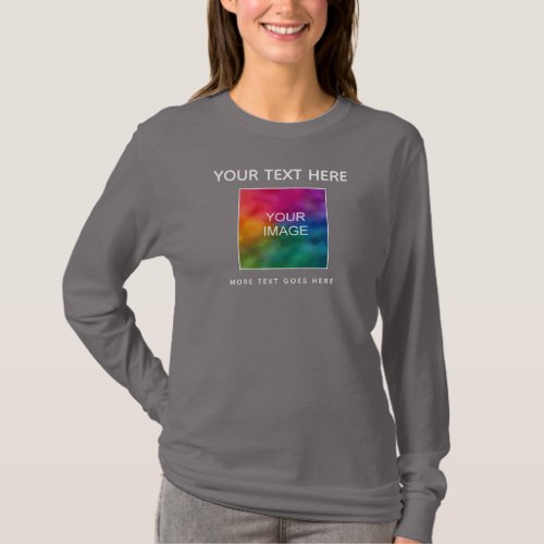 Custom Color Text Image Womens Elegant Modern T_Shirt