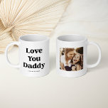 Custom Color Text | Love you Daddy with Photo Coffee Mug<br><div class="desc">This simple and cute black and white mug says "Love You Daddy" in modern text that you can customize to any color (just click t edit design tool). Add your favorite family photo and add your names,  for a perfect Father's Day gift your dad will love!</div>