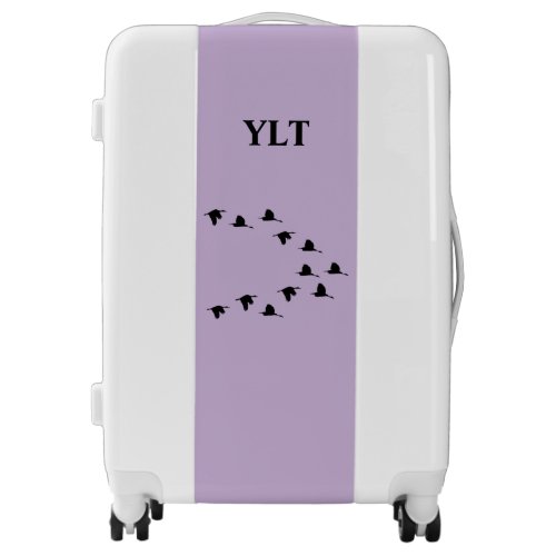 CustomColorTextPurple with Black Migrating Bird Luggage