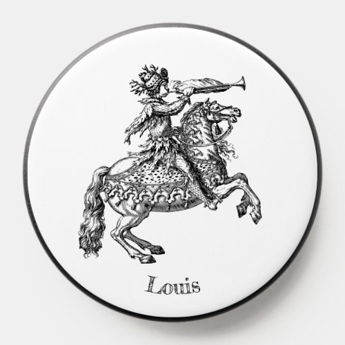 CustomColor  TextVintage Silhouete Boy  Horse PopSocket