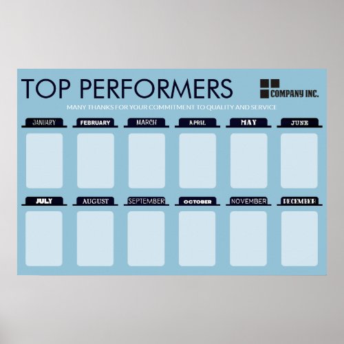 Custom color top performer of month display poster