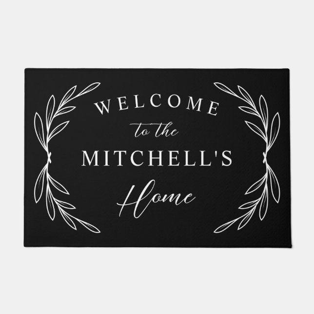 Custom Color Traditional Family Welcome Doormat (Front)
