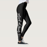 Custom Color Trendy Script "Maid of Honor" Leggings<br><div class="desc">Cool personalized bridal party design perfect for bachelorette parties, bridal showers, etc. Choose your legging color by clicking on "customize it" and then the small eye dropper. Need a custom design or help personalizing this product? Please use the contact form below and we will be in touch with you within...</div>