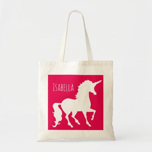 Custom Color Unicorn Silhouette Kids Personalized Tote Bag