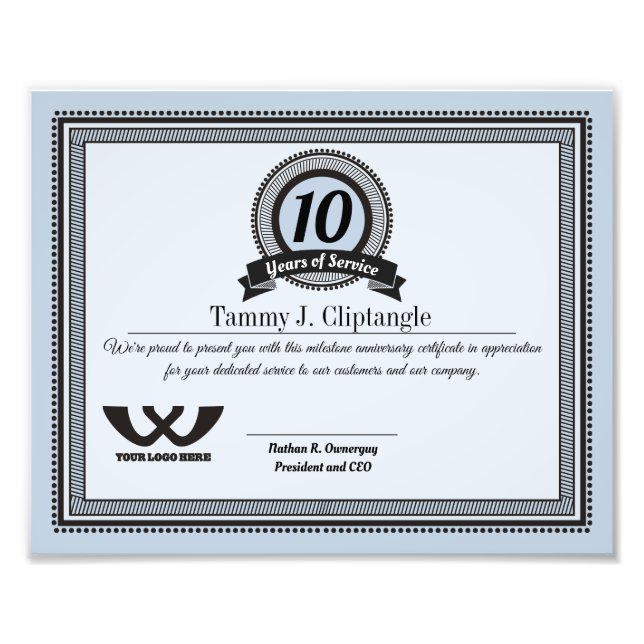 Custom color universal employee anniversary award photo print (Front)