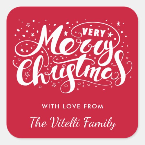 Custom Color Very Merry Christmas Stickers