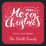 Custom Color Very Merry Christmas Stickers<br><div class="desc">Fun,  modern holiday stickers,  featuring elegant typography.  The background color can be customized to any color you'd like.  Great for use as envelope seals,  gift tags,  party favor tags,  and more!</div>