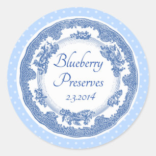 Custom color vintage blue plate canning label