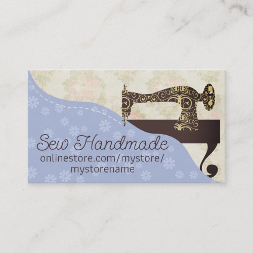 Custom color vintage sewing machine fabric business card