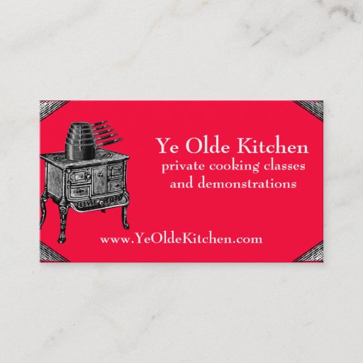 Customizable Custom color vintage stove oven pans cooking chef business cards