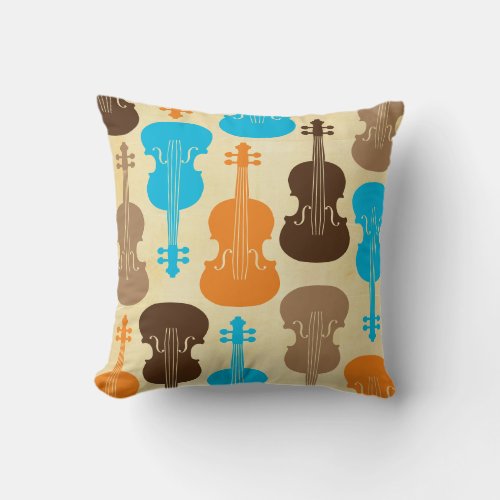 Custom color violin classical musical instrument throw pillow