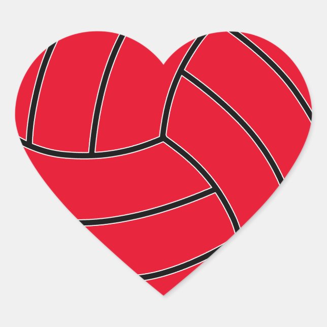 Custom Color Volleyball Heart Sticker (Front)