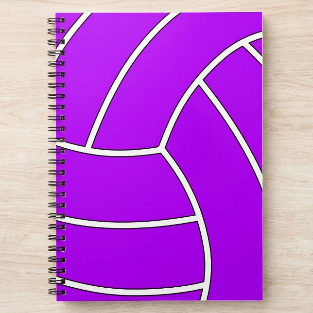 Custom Color Volleyball Notebook (Custom color volleyball notebook on desk. Great for volleyball players, coaches and fans.)