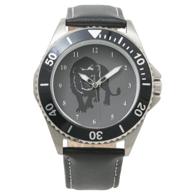 Custom Color Watch wirh Lion Silhouette - Painting (Front)