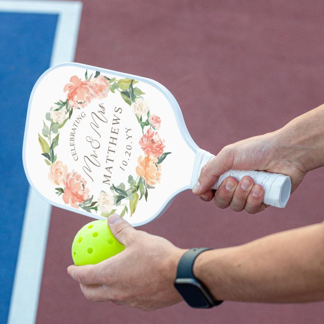 Custom Color Wedding Blush Floral Pickleball Paddle (Creator Uploaded)