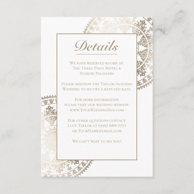 Custom Color Wedding Details Card Gold Foil (Front)