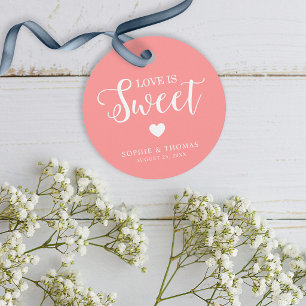 Custom Color Wedding Love is Sweet Round Favor Tags