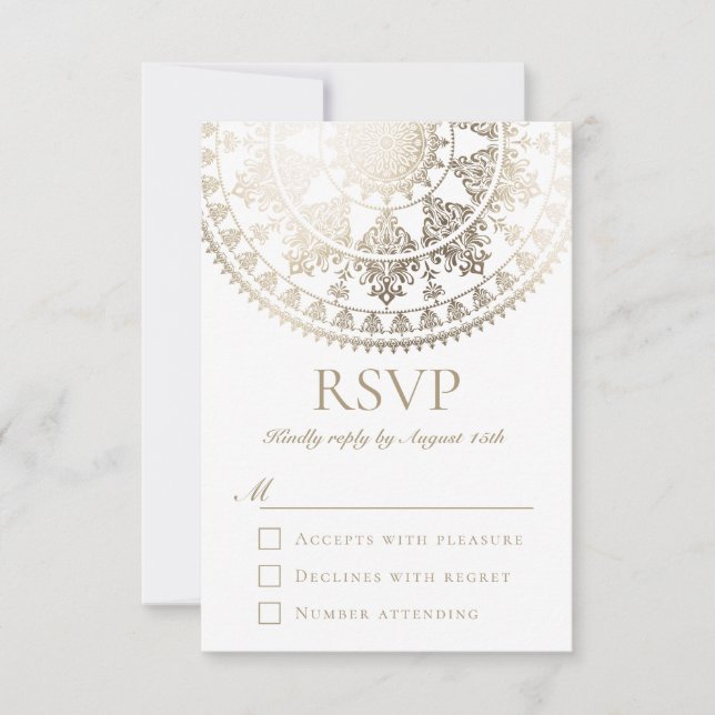Custom Color Wedding RSVP Cards Gold Foil (Front)