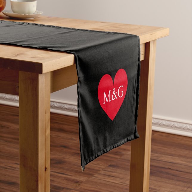 Custom color wedding table runner with heart (In Situ)