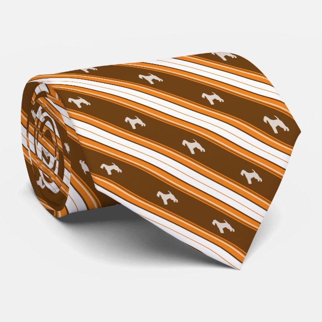 Custom Color Welsh Terrier Striped Neck Tie (Rolled)