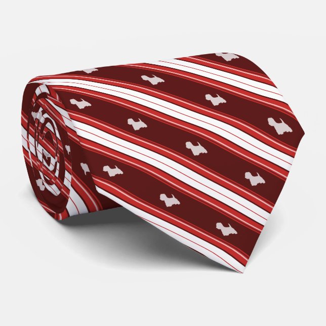 Custom Color West Highland White Terrier Stripe Neck Tie (Rolled)