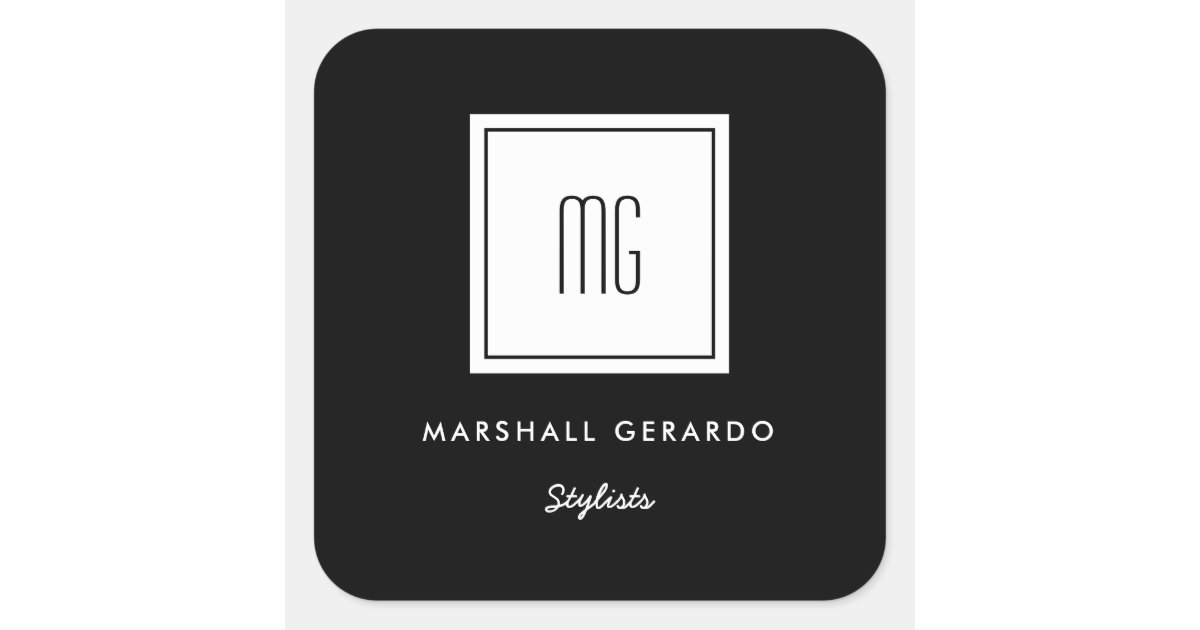 Custom Color White Monogram Business Logo Stickers | Zazzle