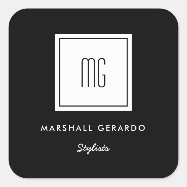 Custom Color White Monogram Business Logo Stickers (Front)