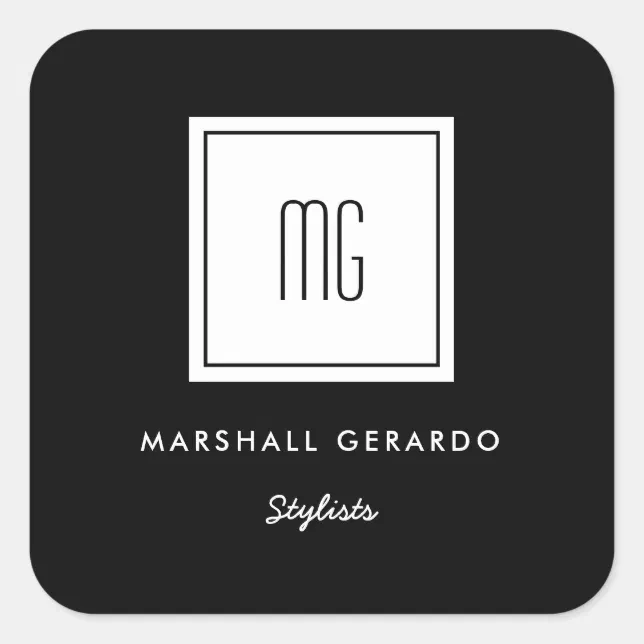 Custom Color White Monogram Business Logo Stickers | Zazzle