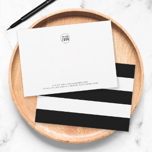 Custom Color & White Stripes Add Logo Business Note Card