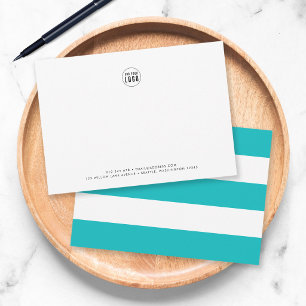 Custom Color & White Stripes Add Logo Business Note Card