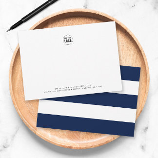 Custom Color & White Stripes Add Logo Business Note Card