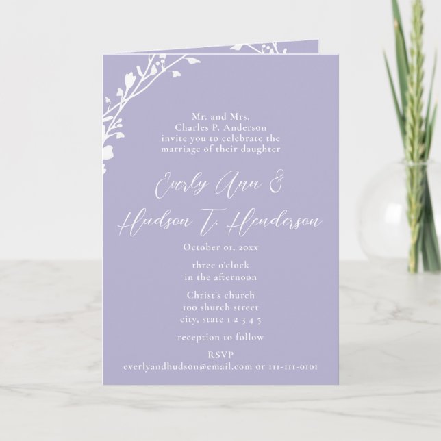 Custom Color Wildflower Bloom  Folding Wedding Invitation (Front)