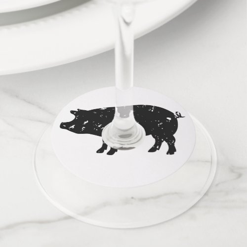 Custom color wine glass tags with pig logo