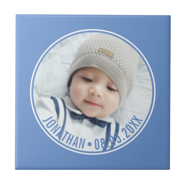Custom Color with Custom Photo and Text Ceramic Tile (Front)