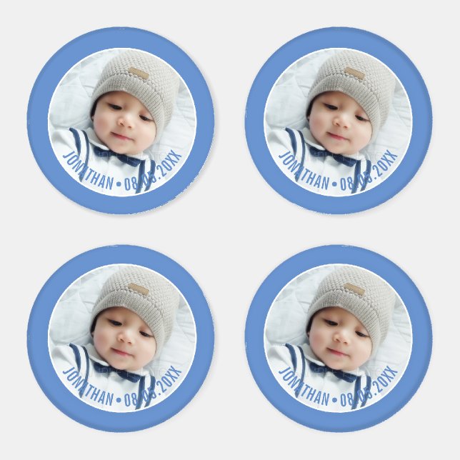 Custom Color with Custom Photo and Text Coaster Set (Set)