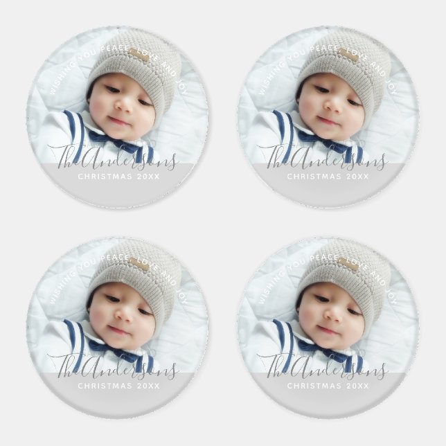 Custom Color with Custom Photo and Text Coaster Set (Set)