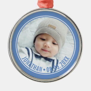 Custom Color with Custom Photo and Text Metal Ornament