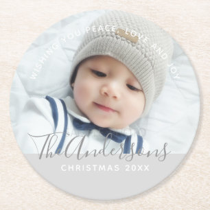 Custom Color with Custom Photo and Text Round Paper Coaster