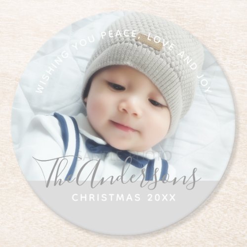 Custom Color with Custom Photo and Text Round Paper Coaster