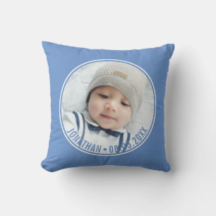 Custom Color with Custom Photo and Text Throw Pillow